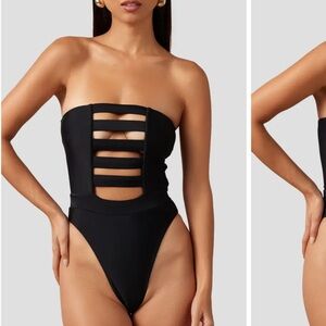MBM Swim Black Zen Cutout One-Piece Swimsuit NWT